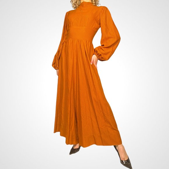 Pants - Vintage 60's/70's Orange Striped Bishop Sleeve Jumpsuit